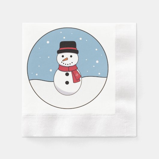 ハッピー雪だるまクリスマスホリデー 縁ありカクテルナプキン (正面)
