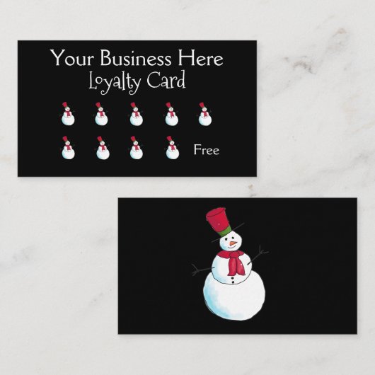ハッピー雪だるまクリスマスロイヤリティ ロイヤリティカード (正面/裏面)