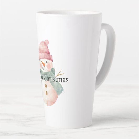 ハッピー雪だるまクリスマス カフェラテマグ (右アングル)
