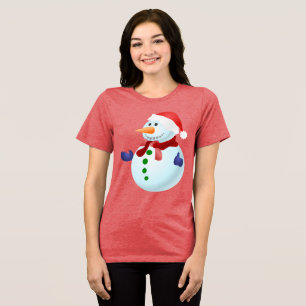 ハッピー雪だるまクリスマス トライブレンドTシャツ
