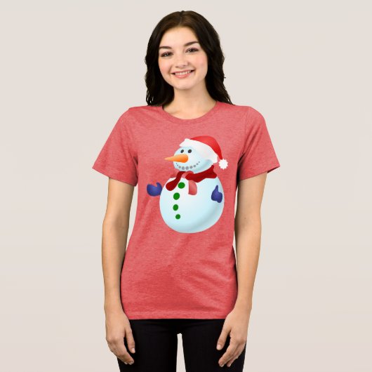 ハッピー雪だるまクリスマス トライブレンドＴシャツ (正面全面)