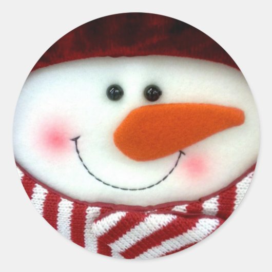 ハッピー雪だるまステッカー ラウンドシール (正面)