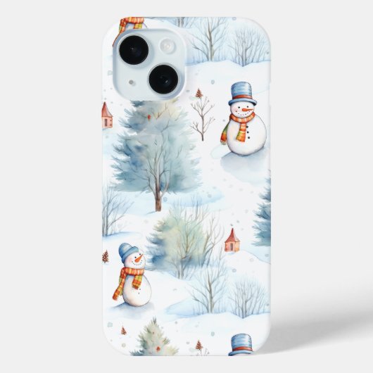 ハッピー雪だるまパターン Case-Mate iPhoneケース (裏面)