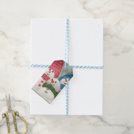 ハッピー雪だるまファミリーギフトラベル ギフトタグ