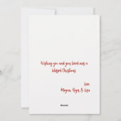 ハッピー雪だるまメリーカスタムクリスマス家族の名前 シーズンカード (裏面)