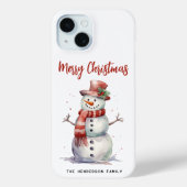 ハッピー雪だるまメリーカスタムクリスマス家族の名前 Case-Mate iPhoneケース (裏面)
