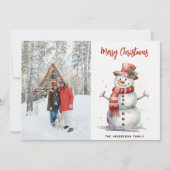 ハッピー雪だるまメリークリスマス名前をカスタムする&写真 シーズンカード (正面)