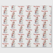 ハッピー雪だるまメリークリスマス ラッピングペーパー (フラット)