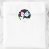 ハッピー雪だるまラウンドステッカー ラウンドシール (バッグ)