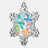 ハッピー雪だるまレトロクリスマス スノーフレークピューターオーナメント (右)