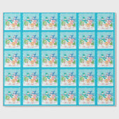 ハッピー雪だるまレトロクリスマス ラッピングペーパー (フラット)