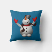 ハッピー雪だるま冬おもしろい クッション (裏面)
