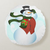 ハッピー雪だるま大円枕 ラウンドクッション (正面)