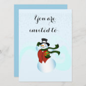 ハッピー雪だるま招待状 招待状 (正面/裏面)