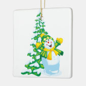 ハッピー雪だるま漫画 セラミックオーナメント (左)