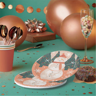 ハッピー雪だるま紙プレート ペーパープレート