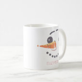 ハッピー雪だるま顔パーソナライズされたギフト コーヒーマグカップ (正面右)