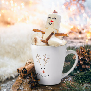 ハッピー雪だるま顔パーソナライズされた文字ラテマグカップ カフェラテマグ