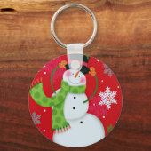 ハッピー雪だるま キーホルダー (正面)