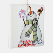 **ハッピー雪だるま***クリスマスオーナメント セラミックオーナメント (右)