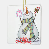 **ハッピー雪だるま***クリスマスオーナメント セラミックオーナメント (左)