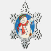 ハッピー雪だるま スノーフレークピューターオーナメント (右)