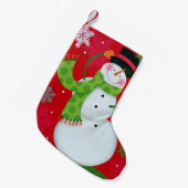 ハッピー雪だるま スモールクリスマスストッキング (正面 (吊り時))