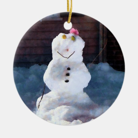 ハッピー雪だるま セラミックオーナメント (正面)