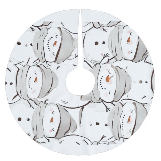 ハッピー雪だるま ブラッシュドポリエステルツリースカート (正面)