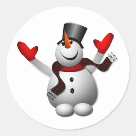 ハッピー雪だるま ラウンドシール