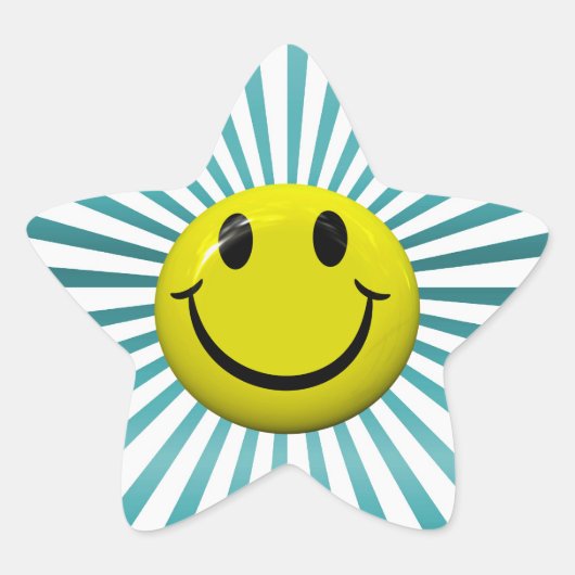 ハッピー顔おもしろいスターステッカー 星シール (正面)