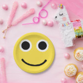 ハッピー顔イエローニコニコ絵文字 ペーパープレート (パーティー)