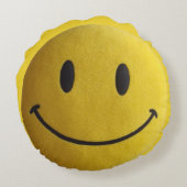 ハッピー顔イエローラウンド装飾用クッション(16インチ) ラウンドクッション (裏面)