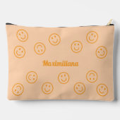 ハッピー顔オレンジonピーチ – 大型アクセサリーポーチ アクセサリーポーチ (裏面)