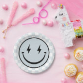 ハッピー顔グルーヴィブルーボーイ誕生日 ペーパープレート (パーティー)