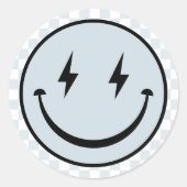 ハッピー顔グルーヴィブルーボーイ誕生日 ラウンドシール (正面)