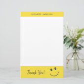 ハッピー顔スマイリングありがとう名前を追加 便箋 (スタンド正面)