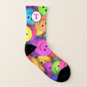 ハッピー顔スマイルかわいいカラフルおもしろいイニシャル ソックス (左内側)