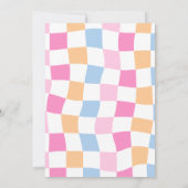 ハッピー顔スマイルグルーヴィ市松模様にーバースデーパーティー 招待状 (裏面)