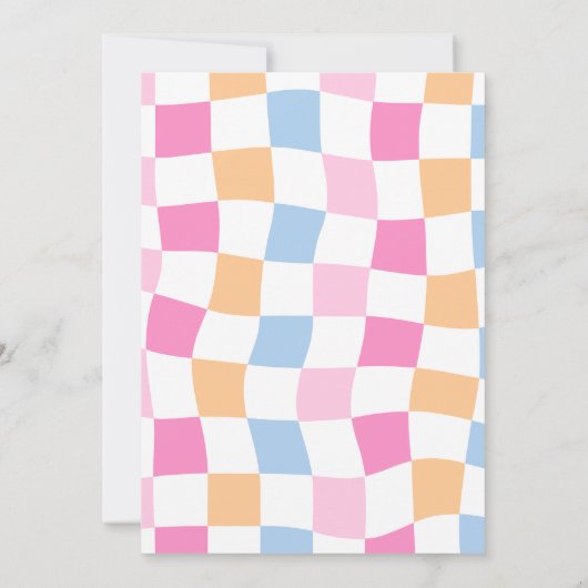 ハッピー顔スマイルグルーヴィ市松模様にーバースデーパーティー 招待状 (裏面)