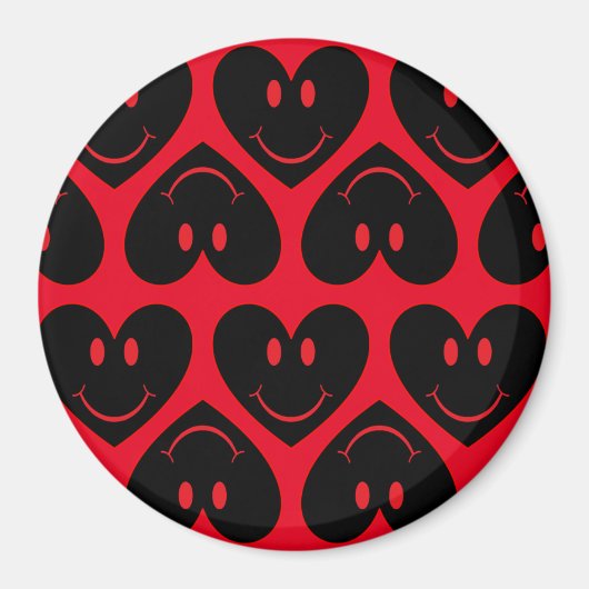 ハッピー顔ハート マグネット (正面)