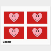 ハッピー顔ハート 長方形シール (シート)