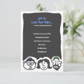 ハッピー顔バーバルミツワー招待状パーティーカード 招待状 (スタンド正面)