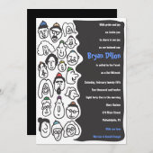 ハッピー顔バーバルミツワー招待状招待状 招待状 (正面/裏面)