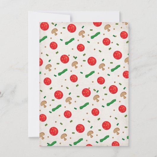 ハッピー顔ピザバースデーパーティーの招待 招待状 (裏面)