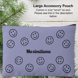ハッピー顔ブラック上の紫 – 大型アクセサリーポーチ アクセサリーポーチ