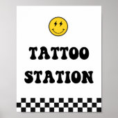 ハッピー顔ワンハッピードタトゥーステーションサイン ポスター (正面)