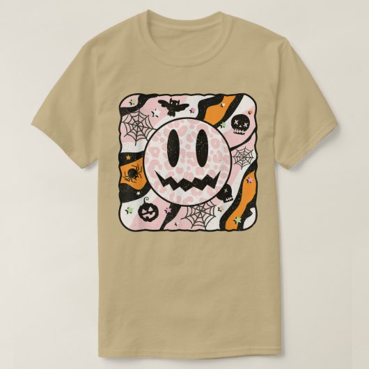 ハッピー顔不気味シーズン面白いハロウィーン4205 Tシャツ (デザイン正面)