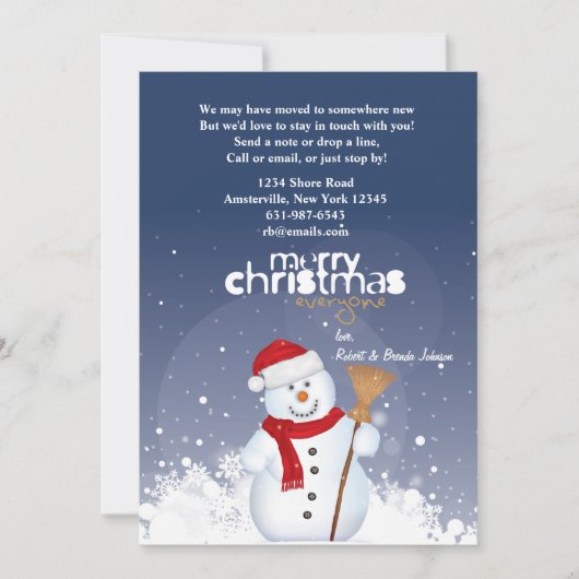 ハッピー顔雪だるまホリデームービングアナウンス シーズンカード (正面)