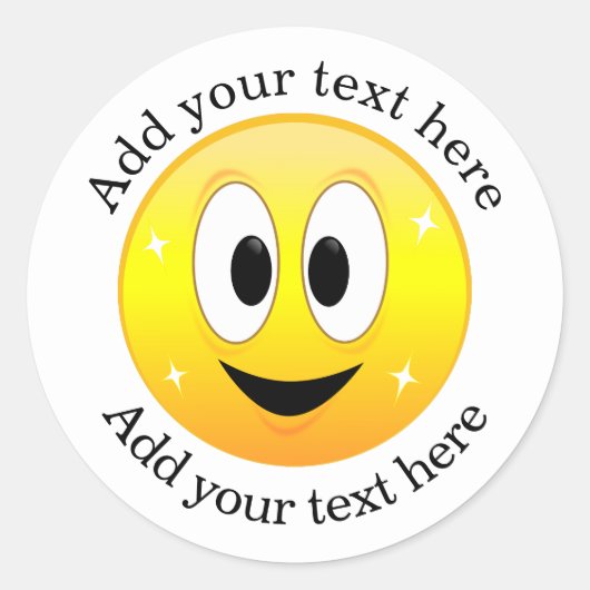 ハッピー顔 パーソナライズされた ラウンドシール (正面)